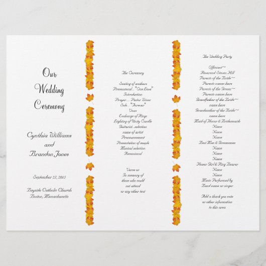 Falschende Blätter - geteilte Programmvorlage (Vorderseite)