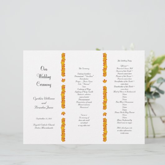 Falschende Blätter - geteilte Programmvorlage (Stehend Vorderseite)