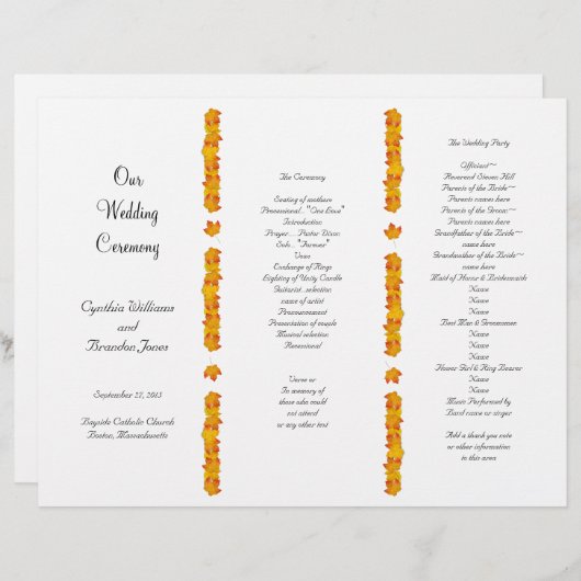 Falschende Blätter - geteilte Programmvorlage (Vorne/Hinten)