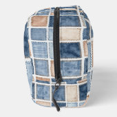 Falscher Blau-Denim & Creme Quadrate Waschbeutel (Rechts)