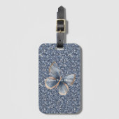 Falscher Blau-Denim-Schmetterling Gepäckanhänger (Vorderseite Vertikal)