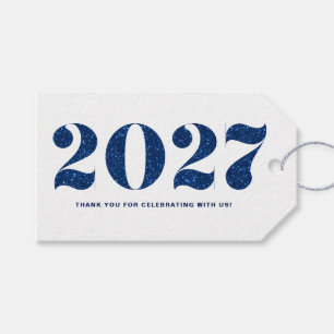 Falscher blauer Glitter 2024-Typografie Frohes Neu Geschenkanhänger
