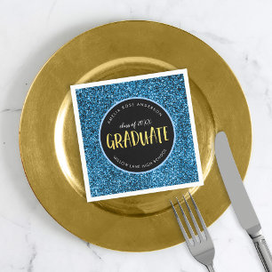 Falscher blauer Glitter Absolvent Abschlussfeier Serviette