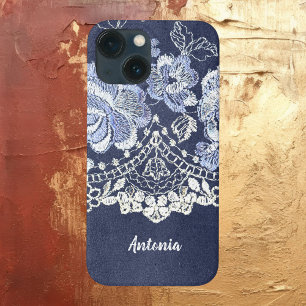Falscher blauer Samt und simulierte Spitzensticker Case-Mate iPhone Hülle