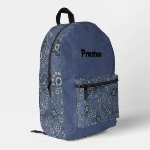 Falscher Blauer Suede und Western-Blauer Paisley Bedruckter Rucksack