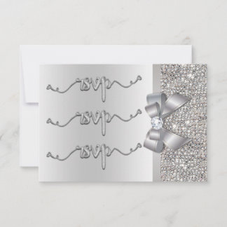 Falscher Bogen Silberne Pailletten RSVP Hochzeit Karte
