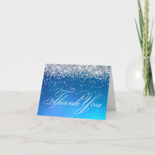 Falscher funkelnder silberner Glitter-Ozean-Ombre- Dankeskarte