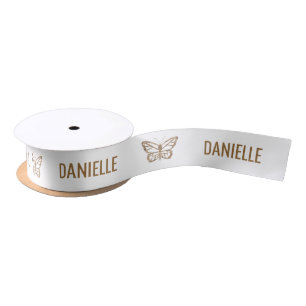 Falscher gelber Goldfolie-Schmetterling und Name Satinband