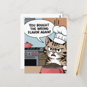 Falscher Geschmack Cat Food Cartoon Postkarte