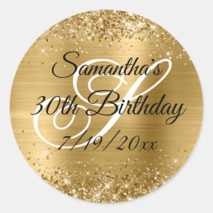 Falscher Gold-Glitter und Folie 30. Geburtstag Runder Aufkleber