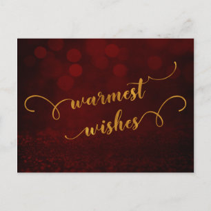 Falscher Gold Typography "Warest Wishes" Over Red Feiertagspostkarte