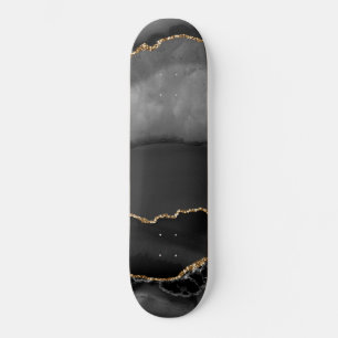 Falscher grauer marmorierter Achat golden glänzend Skateboard