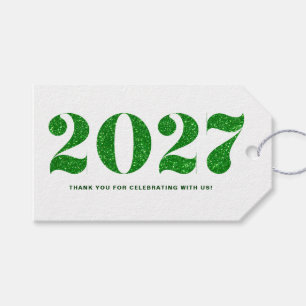 Falscher grüner Glitter 2024-Typografie Frohes neu Geschenkanhänger
