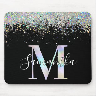 Falscher holografischer Glitter-Iridescent-Monogra Mousepad