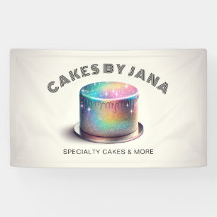 Falscher holografischer Regenbogen-Glitter-Kuchen Banner