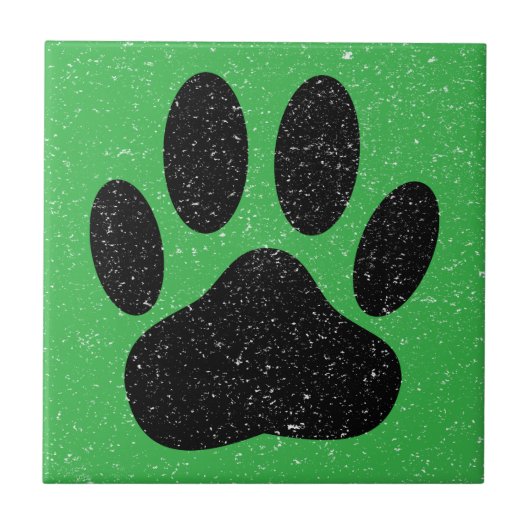 Falscher Hund Pawprint Quadrat Grün Fliese (Vorderseite)