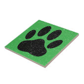 Falscher Hund Pawprint Quadrat Grün Fliese (Seite)