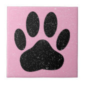 Falscher Hund Pawprint Quadrat Rosa Fliese (Vorderseite)