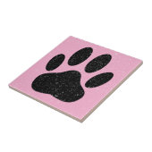 Falscher Hund Pawprint Quadrat Rosa Fliese (Seite)