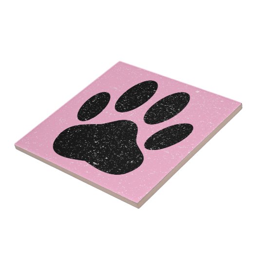Falscher Hund Pawprint Quadrat Rosa Fliese (Seite)
