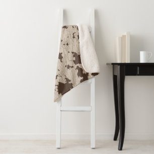 Falscher Kuhdruck Braun und Creme Sherpadecke