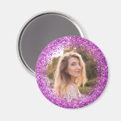 Falscher lila Glitter-Foto Magnet (Vorderseite/Rückseite)