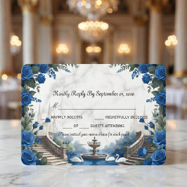 Falscher Marmor & Aquarell Blaue Rosengarten RSVP Karte
