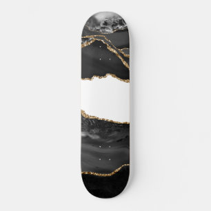 Falscher Marmorierter Achat Schwarzer Stilvoller S Skateboard