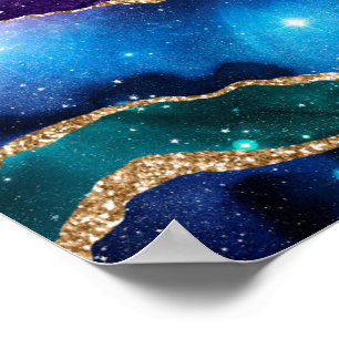 Falscher Marmorierter Achatstein Galaxy Funkelnd G Poster