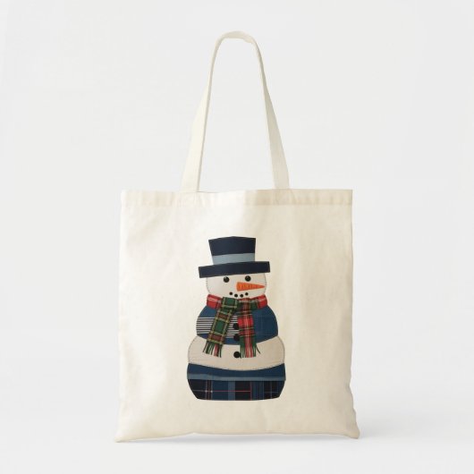 Falscher Patchwork-Schneemann-Feiertag Xmas Tragetasche (Vorne)