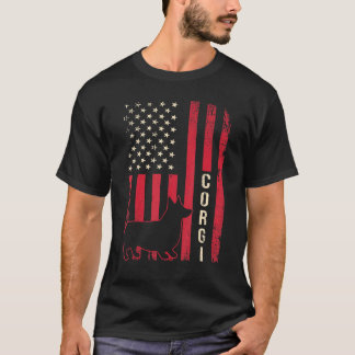 Falscher Retro US-amerikanischer Flaggen-Corgi-Hun T-Shirt