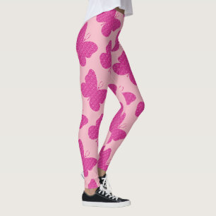 Falscher rosa glitzernder Schmetterling Leggings
