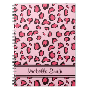 Falscher rosa Leopardenprint mit Namen Notizblock