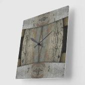 Falscher Rusted Metal and Barn Wood Wall Clock Quadratische Wanduhr (Winkel)
