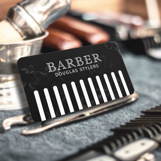 Falscher schwarzer Kamm Friseur Visitenkarte