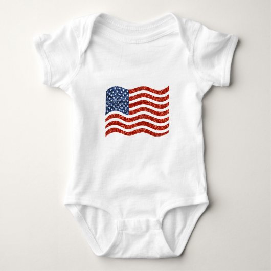 Falscher Sequenzprint American Flag Baby Strampler (Vorderseite)