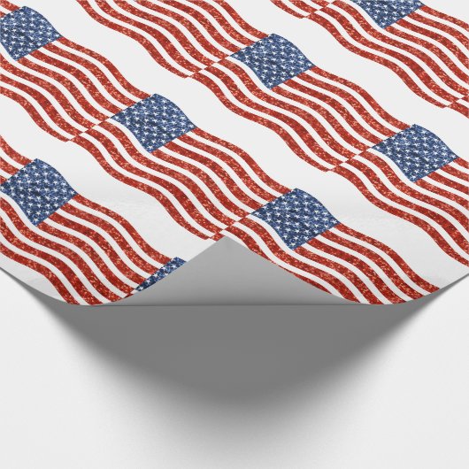 Falscher Sequenzprint American Flag Geschenkpapier (Ecke)