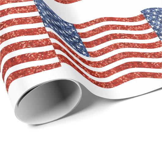 Falscher Sequenzprint American Flag Geschenkpapier (Rolleneckpunkt)