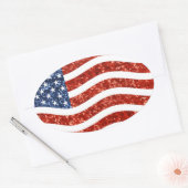 Falscher Sequenzprint American Flag Ovaler Aufkleber (Umschlag)