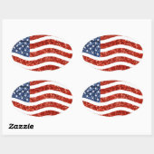 Falscher Sequenzprint American Flag Ovaler Aufkleber (Blatt)