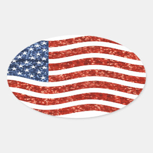Falscher Sequenzprint American Flag Ovaler Aufkleber