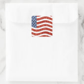 Falscher Sequenzprint American Flag Quadratischer Aufkleber (Tasche)
