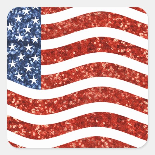 Falscher Sequenzprint American Flag Quadratischer Aufkleber (Vorderseite)