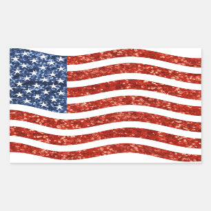 Falscher Sequenzprint American Flag Rechteckiger Aufkleber