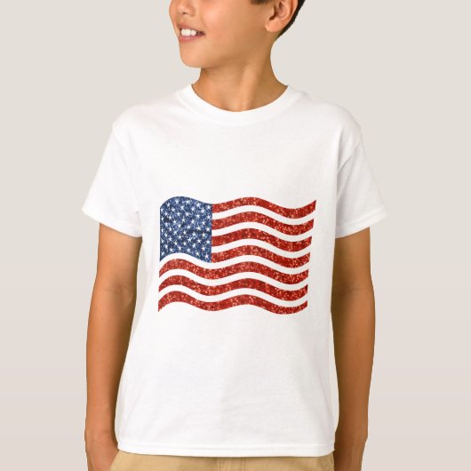 Falscher Sequenzprint American Flag T-Shirt (Vorderseite)