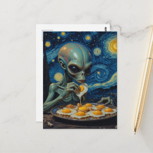 Falscher Van Gogh Blau Außerirdischer isst Spiegel Postkarte