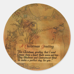 Falscher Vintage-Weihnachtsaufkleber Runder Aufkleber