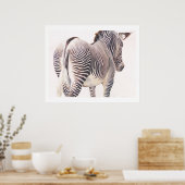 "Falscher Weg" Zebra Wildlife Watercolor Poster (Küche)