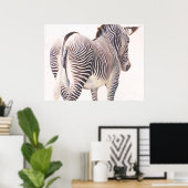 "Falscher Weg" Zebra Wildlife Watercolor Poster (Heimbüro)