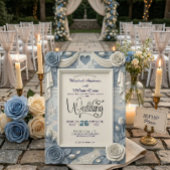 Falsches 3D-Relief Staubblaues Blumenhochzeit Einladung